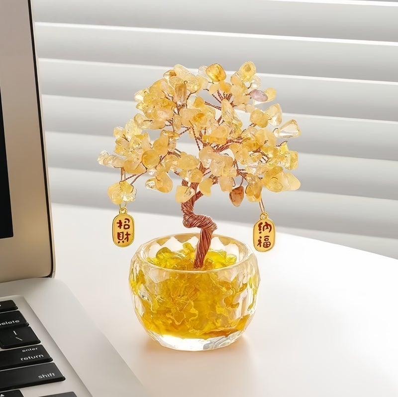 Natural Citrine Fortune Tree - Crystal Desktop Ornament (10×6×13cm) - Image 1